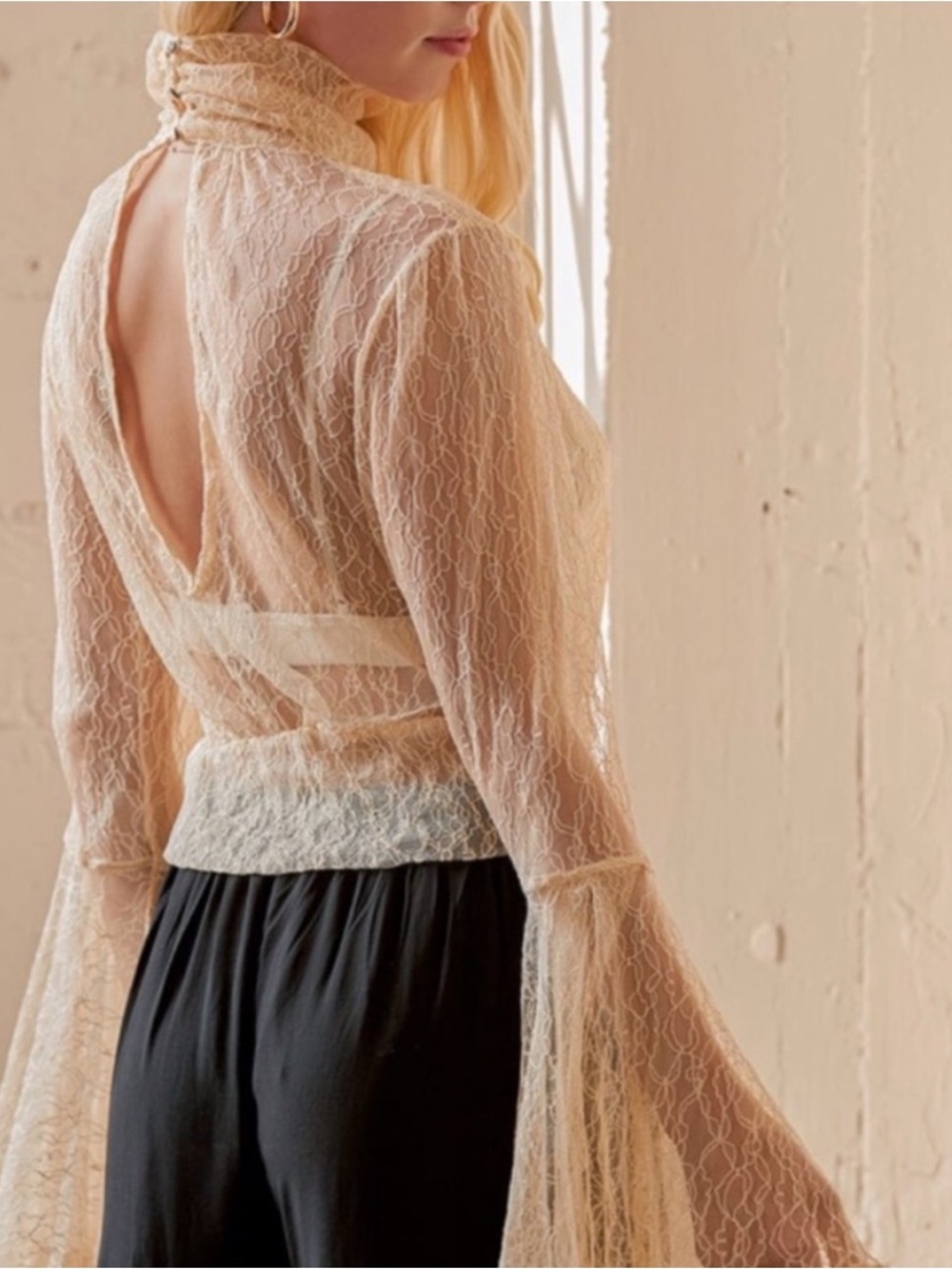 Free People Rule Breaker Top Cream Lace Blouse S